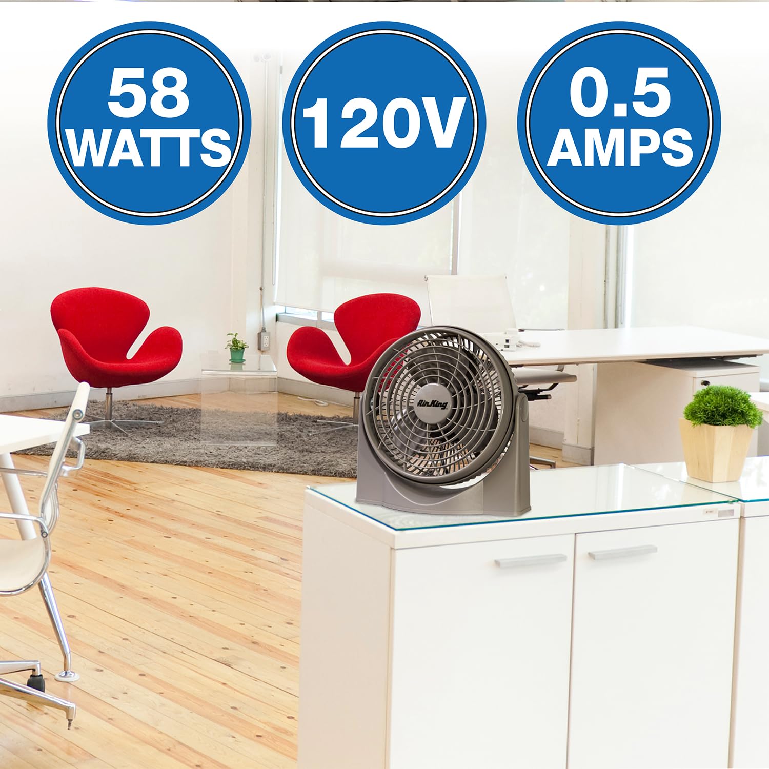 Air King 9530 9-Inch 3-Speed High Performance Pivot Fan, gray