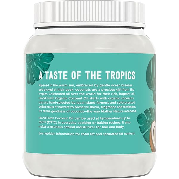 ISLAND FRESH ORGANIC COCONUT OIL, EXTRA VIRGIN, COLD-PRESSED, 54 FL OZ – USDA ORGANIC, NON-GMO FOR COOKING, BAKING, HAIR AND SKIN