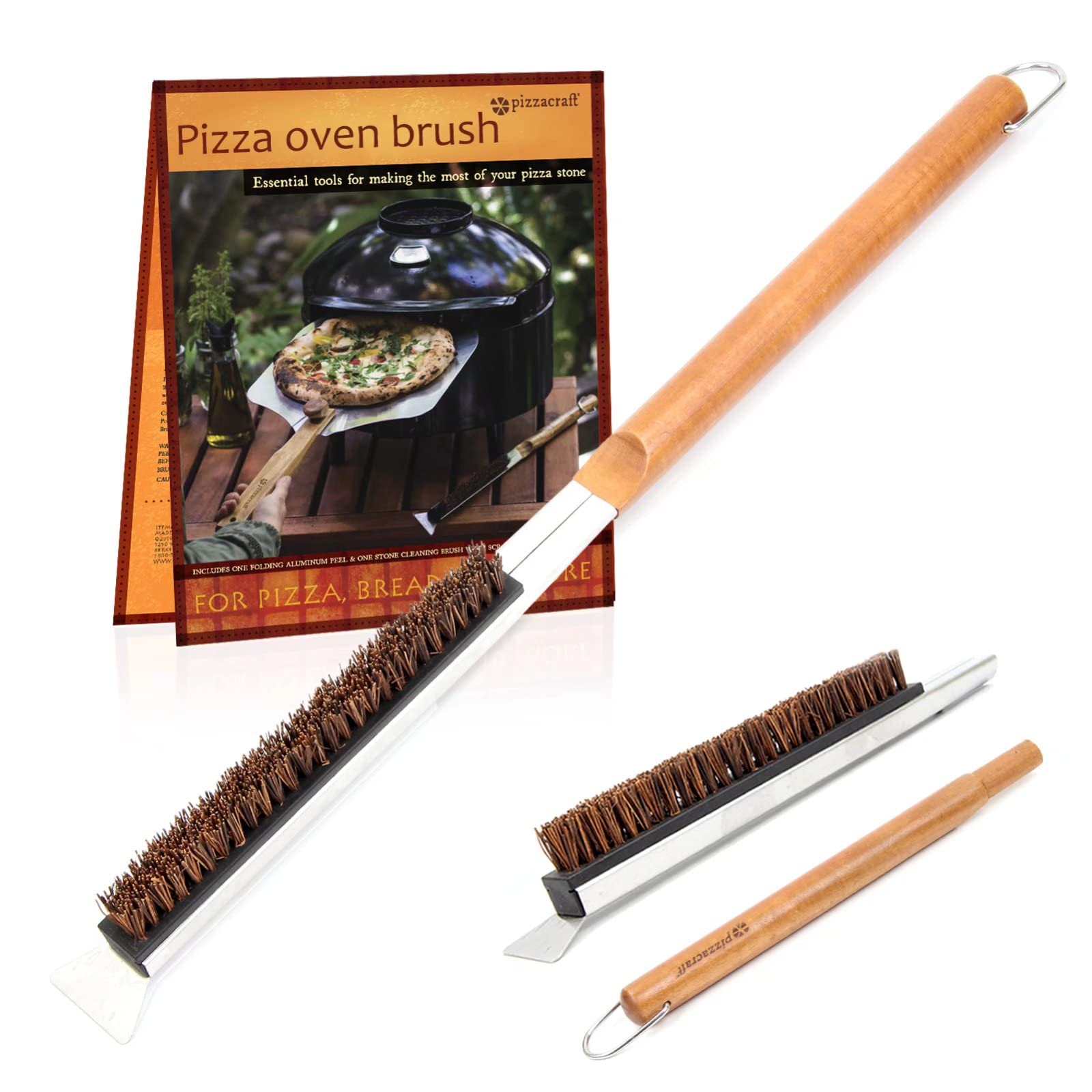 Pizzacraft Oven Brush, Pizza Stone Cleaning Brush, Palm Stem Fiber Bristles to Prevent Scratching, Clean Tools for Ovens, Pizza Stones