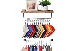 HYDERMUS Hat Organizer for Baseball Caps Wall Mount with Shelf Hat Hanger Metal Hat Holder Rack for Closet Wall Storage Organization Display Carbonized Black