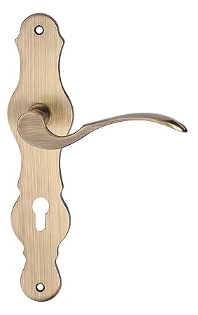 Türgriff Zimmertür Landschild-Garnitur Türbeschlag Antik Messing brüniert - Modell Löffel | PZ Profilzylinder | Türklinke für