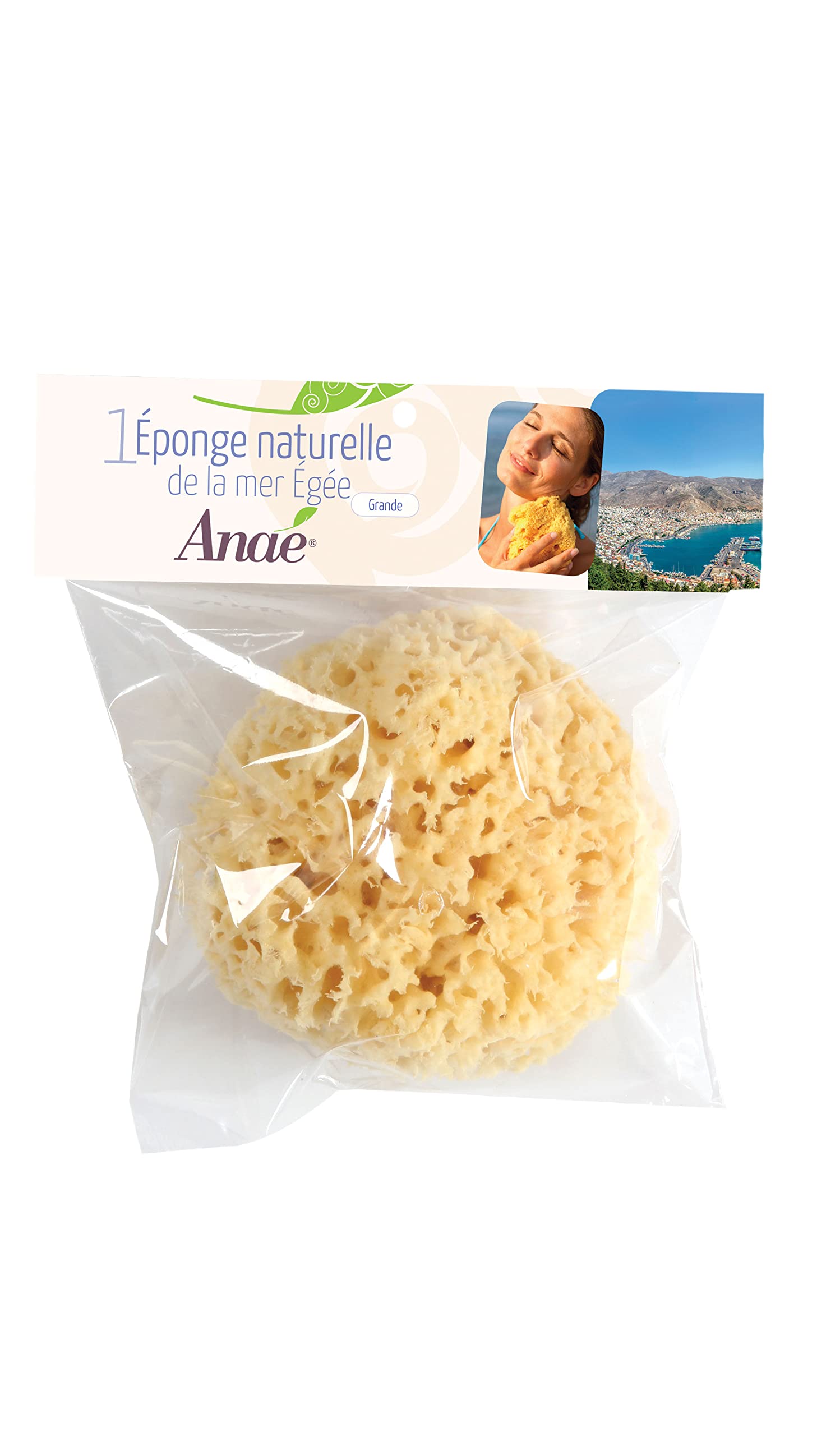 Anaé - Natural Aegean Sea Honeycomb Sponge - Strong and Durable - 100% Natural and Organic - Hypoallergenic - for Babies and Adults - Large Size 12-14cm
