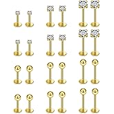 Xnsjeyy 16G Flat Back Earrings Nose Studs 316L Surgical Steel Medusa Labret Monroe Lip Ring Tragus Forward Helix Conch Cartilage Lobe Earrings Stud Piercing Jewelry For Women Men 6MM 8MM 10MM