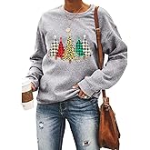 Barlver Women Christmas Sweatshirt Xmas Fleece Warm Vacation Tunic Sweater Shirt Christmas Graphic Pullover Top