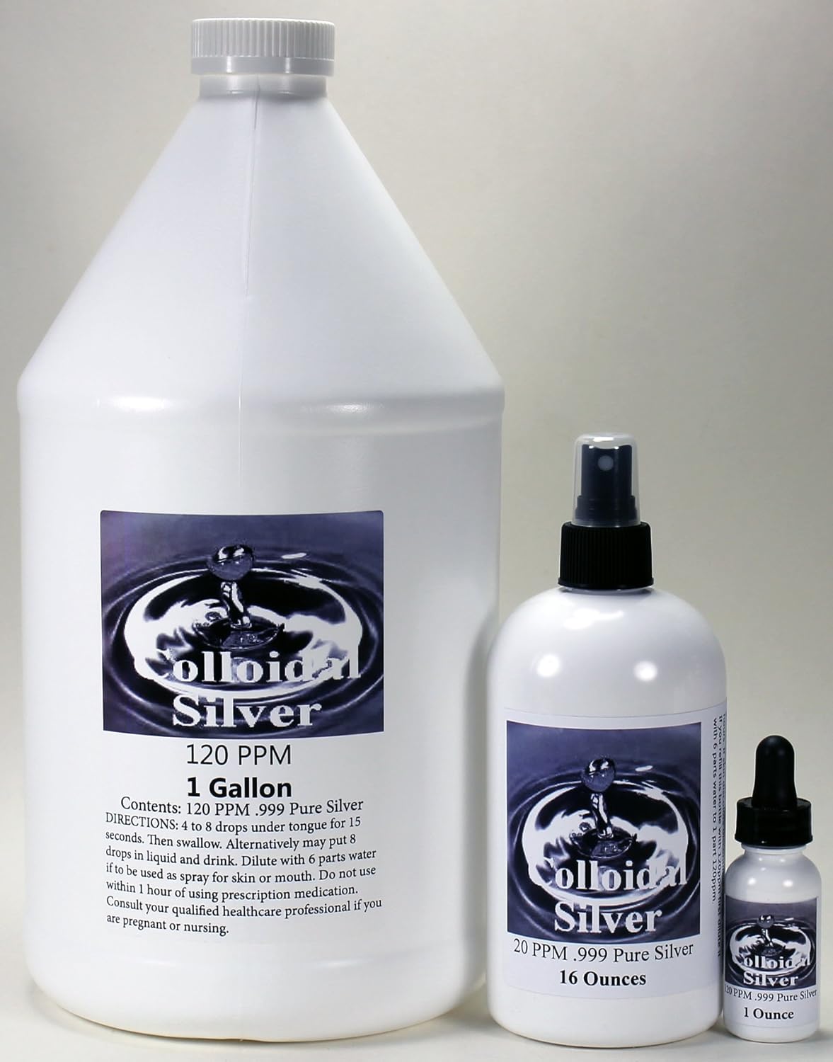 PHP 1 Gallon 120ppm Colloidal Silver + 16 Fl Oz 20ppm