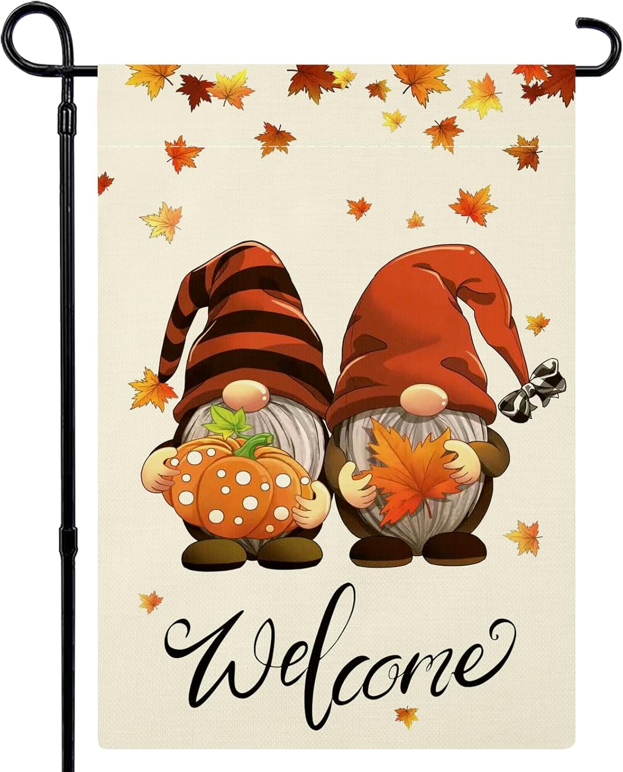 Flags - Fall Garden Flag Double Sided, Welcome Gnomes Fall Flag Yard Flag for Seasonal Outdoor Decoration 12x18 Inch