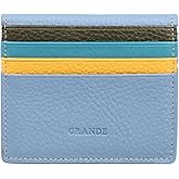 grande 762 Genuine Leather Card Holder For Men Slim Minimalist Card Case Small Magnetic Wallet - Iced Blue Multicolor