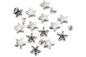 YORANYO 100 Sets 12MM Silver Star Rivets for Leather Star Rivet Studs Garment Rivets Leather Rivets Studs and Spikes for Leather Craft Clothing Bags Belts Dog Collar Shoes DIY Rivets 15/32 Inch