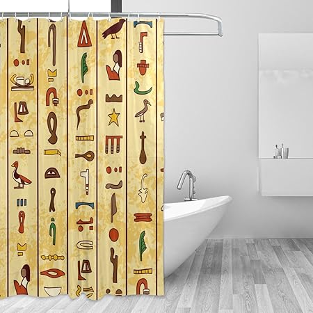Coosun Antike Agyptische Hieroglyphen Duschvorhang Set Polyester Stoff Wasserabweisend Badezimmer Duschvorhang Set Deko Home Mit Haken 60 W X 72l Zoll Amazon De Kuche Haushalt