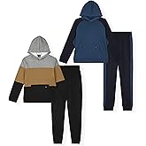 TONY HAWK Boys Jogger Sets for Kids 2 Pack Fleece Hoodie and Pull-On Sweatpants for Kids Skateboarding