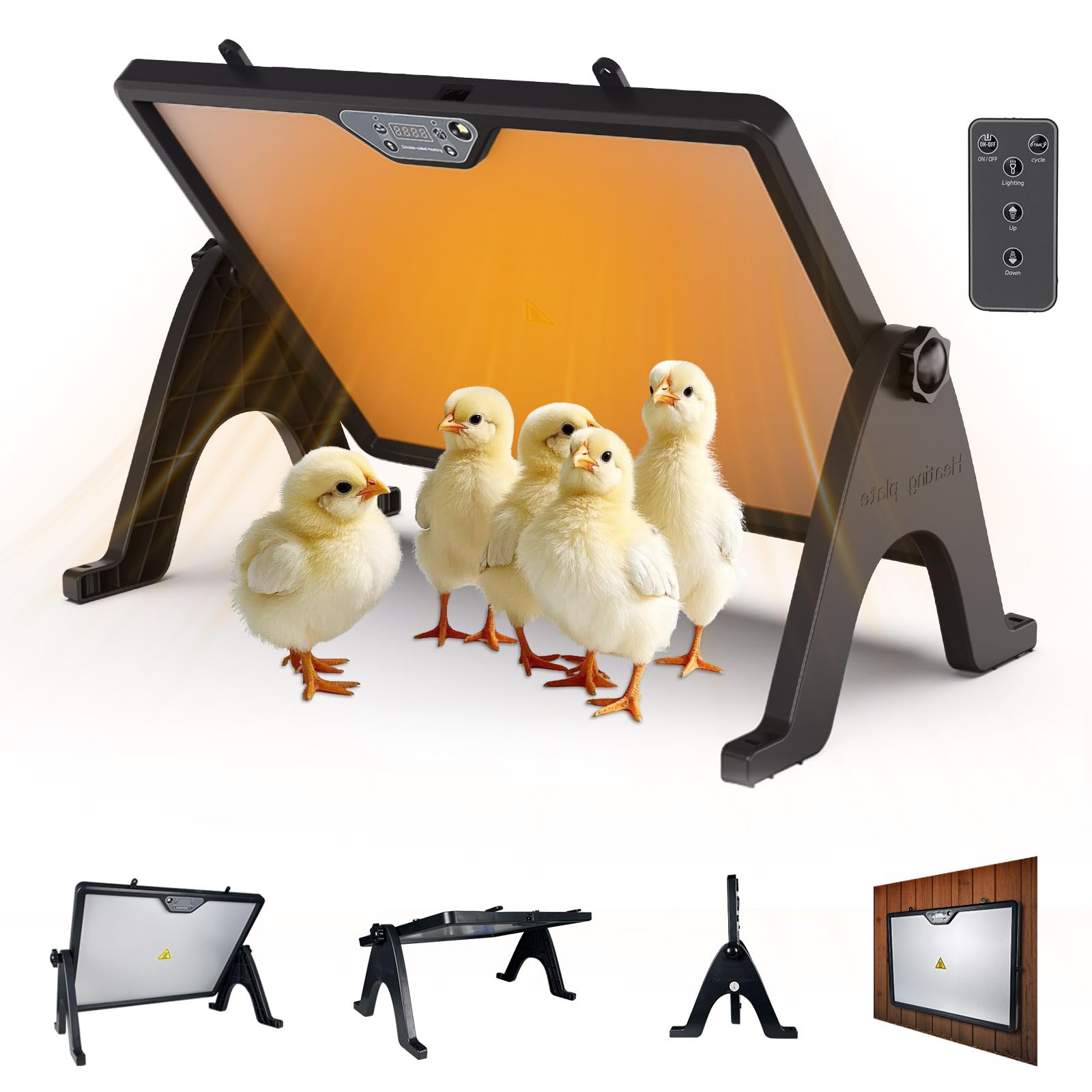 Photo 1 of **MAJOR DAMAGE**
YCaeiou Brooder Plate for Chicks, Adjustable Height & Angle Chick Heat Plate for 30 Chicks, Chick Brooder Heating Plate with Remote Control, Chicken Coop Heater