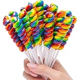 60pk Rainbow Twisty Lollipops Individually Wrapped Multi Fruit | Rainbow Swirl Suckers - Carnival &amp; Circus Swirl Lollipops Individually Wrapped For Party Favors
