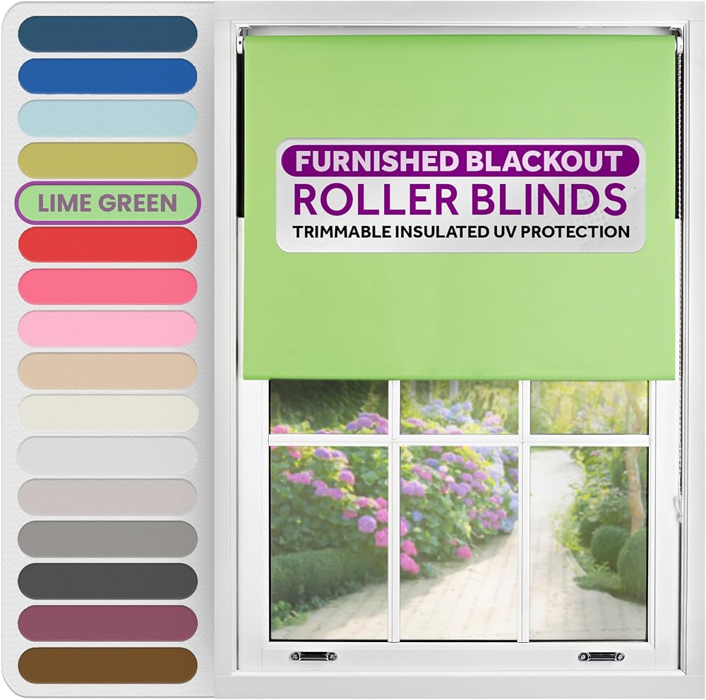 FURNISHED Thermal Blackout Roller Blind Lime Green 115x165 cm