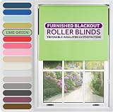 FURNISHED Roller Blinds Thermal Blackout Lime Green 45cm x 165cm