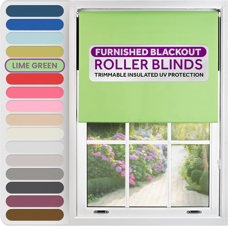 FURNISHED Thermal Blackout Roller Blind Lime Green 115x165 cm