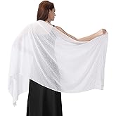 Ladiery Shawl and Wraps for Evening Dresses, Soft Sheer Chiffon Sparkly Rhinestone Wedding Scarf Formal Shawl Wraps for Women