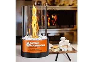 PECROL Tabletop Fire Pit Bowl Mini Table Top Firepit Patio Decor for Women Portable Fireplace Indoor/Outdoor Smores Maker Rubbing Alcohol