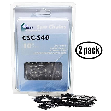 Upstart Components 2 Pack 10 Semi Chisel Saw Chain For Craftsman 358 36083 Chainsaws 10 Inch 3 8 Low Profile Pitch 0 050 Gauge 40 Drive