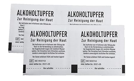 Alkoholtupfer 2-lagig 65 x 30mm Tupfer Alkohol 100 Stück