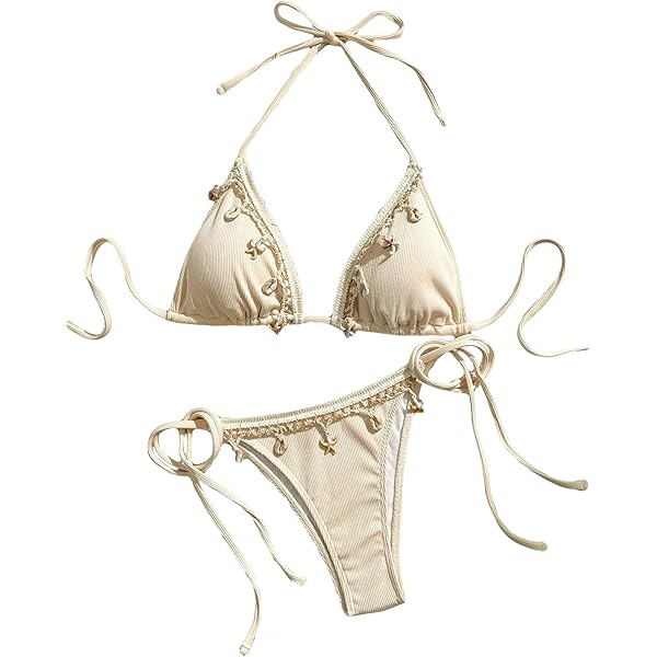 Amazon.com: COZYEASE Women's 2 Piece Bikini Set Triangle Halter