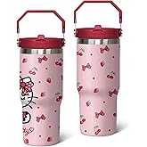 Hurig Tumbler for Adults Water Bottle Double Wall Cups for Kids 20 oz Pink Coffee Mug Stuff Cat Insulated Cup Gifts for Girl Women