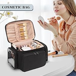 Large Cotton Makeup Bag, Lightweight Travel Makeup