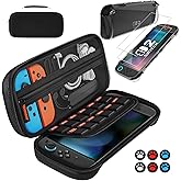 Caxpyik Switch 2 Case 10 in 1 Gift Kit Accessories Bundle for Nintendo Switch 2 (2025) - Carry Case, 2 Screen Protector, 1 Clear Soft TPU Grip Protective Cover, 6 Thumb Stick Caps