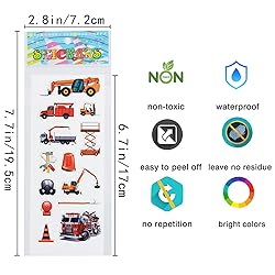 24 Sheets(400+) Car 3D Puffy Stickers for Toddlers