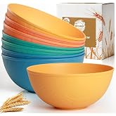 BUSOKIP 40OZ Wheat Straw Bowls Sets of 8, Plastic Cereal Bowls - Multi | Unbreakable Ramen Bowl, Microwave Safe Large Soup Bowls, Big Salad Bowl for Party, Camping, RV, Serving Bowls for Kitchen
