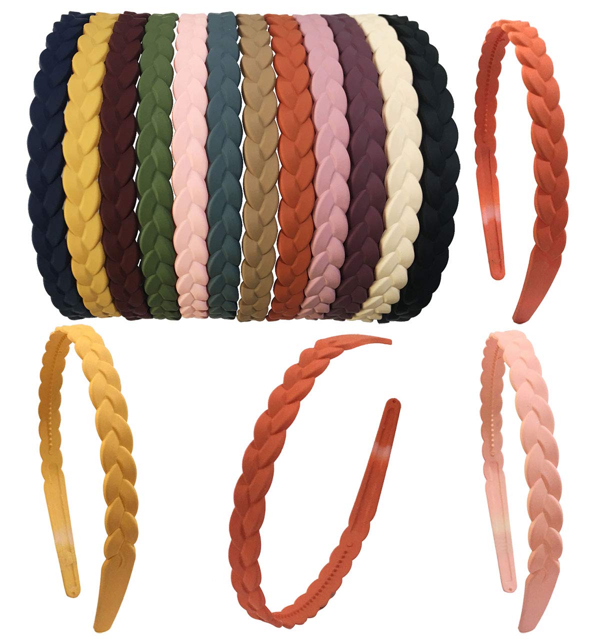 12pcs Fashion Headbands with Teeth for Women 15mm Pigtail Plastic Hair Headbands For Girls Kids