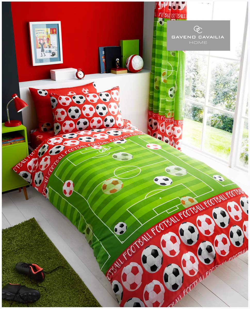 Gaveno Cavailia Kids Rotary Duvet Set Goal Red Single Children Character Bedding 2 Piece Printed Reversible Bedlinen Easy Care Bedset 1 Quilt Cover and 1 Matching Pillow Case — image 1