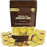Chocolate Gold Coins, 1 Pound Bag, Milk Chocolate Candy, Large 1.5 Inch Half Dollar Size, Gold Foil, Individually Wrapped Party Favors For Holidays, Candy Buffets, Goodie Bags And Treasure Hunts