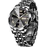 OLEVS Men Watch Business Dress Diamond Luxury Watch Luminous Easy to Read Date Waterproof Stainless Steel Quartz Analog Simple Dress Watch