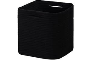 HUZNXVY 11x11 Inch Cube Storage Bin Cotton Rope Basket Square Woven Storage Basket for Shelves, Closet Organizer, Nursery, So