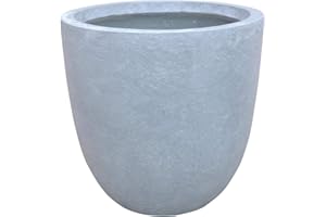 Kante 10 Inch Dia Round Concrete Planter, Indoor Outdoor Large Plant Pot with Drainage Hole and Rubber Plug for Home Patio Garden, Slate Gray