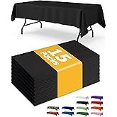 Niuara Black Plastic Table Cloth Rectangle Table 15 Pack, 54''×108'' Tablecloth for 6ft Tables, Table Cloth for Disposable Use, Table Cover for Holiday Party, Gathering