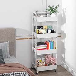 Sywhitta 4-Tier Plastic Rolling Utility Cart with