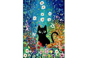 KICHANG Diamond Painting Kits,5D DIY Diamond Painting Kits for Adults,Diamond Art Kits for Adults,Round Full Drill Diamond Dots Art with Accessories for Home Decor Gift-11.8x15.7in-Black Cat