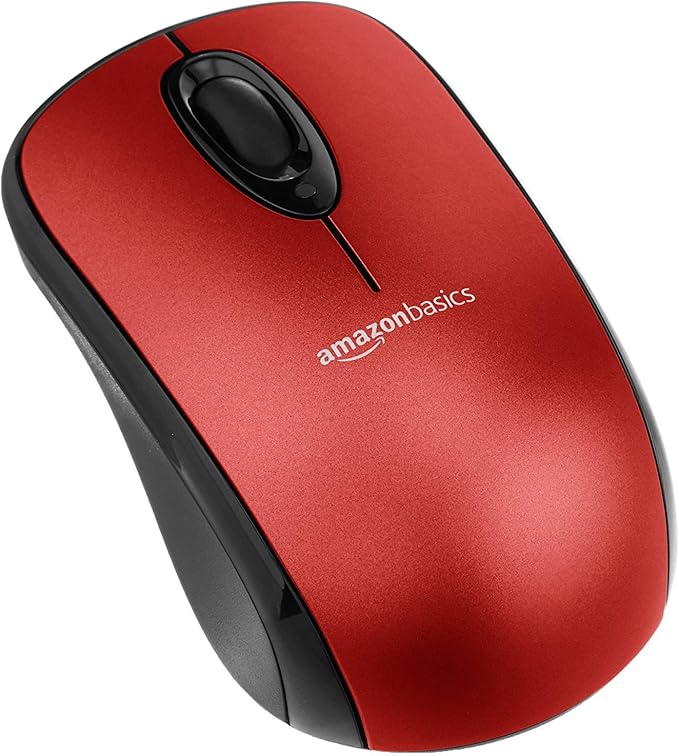 AmazonBasics Wireless Mouse with Nano Receiver Red Amazon.co.uk