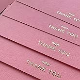 RUN2PRINT Thank You Cards with Envelopes & Gold Foil Stickers – Flat Dusty Blue Cards (4″×6″) – Embossed Italian Textured Thick Paper – For Weddings, Business & Every Occasion