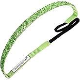Sweaty Bands Womens Girls Headband - Non-Slip Velvet-Lined Sparkle Hairband - Viva Diva Lime Green 3/8-Inch