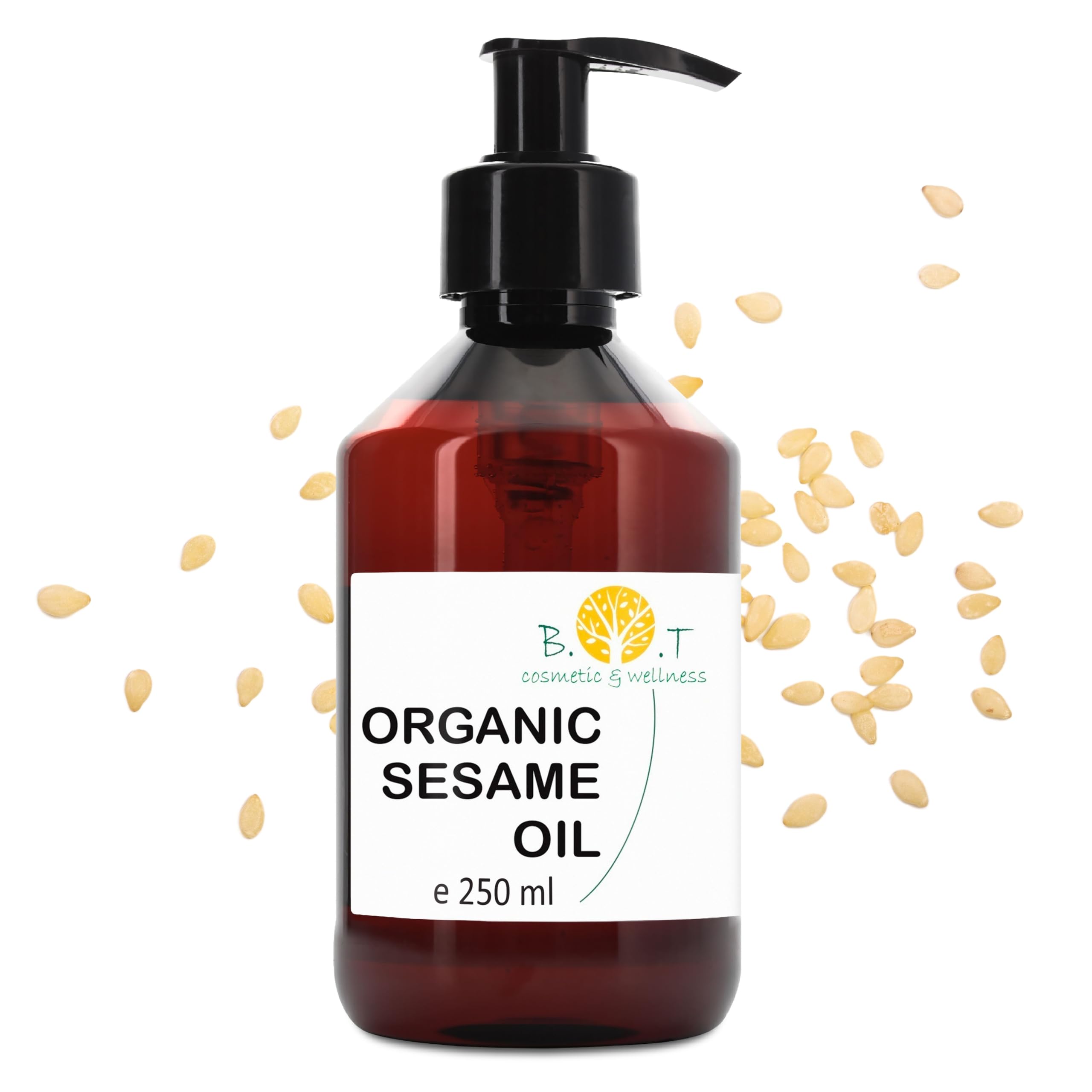 100% Pure and Natural Organic Sesame Oil extracted from the cold pressing of sesame seeds. Certified Organic. Skin and Hair Care. Ayurveda Massage Oil - 250 ml 8.8fl oz