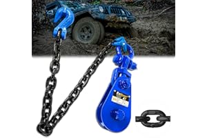 FITHOIST 4 Tons Snatch Block with G100 Chain | 4 1/2" Sheave for 1/2" Inch Wire Rope | High Strength Snatch Blocks for Towing