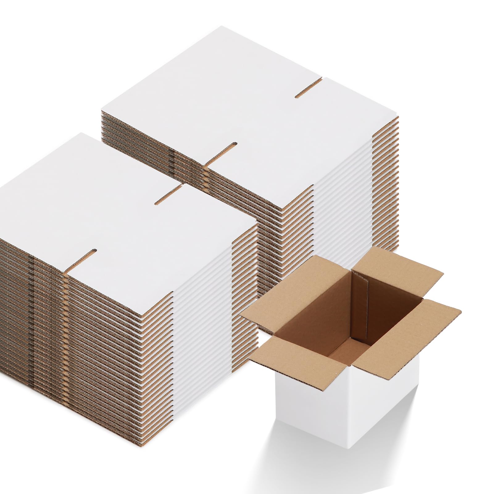 Photo 1 of Calenzana 6x4x4 Shipping Boxes Set of 50, White Corrugated Cardboard Box for Mailing Packing Gifts Small Business