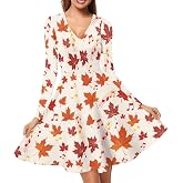 Forchrinse Women's Dress Blue Galaxy Starry Universe Dresses Long Sleeve Midi Dress V Neck Party Swing Dresses