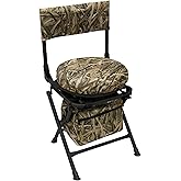 MDSTOP 360 Degree Swivel Hunting Chair for Ground Blinds, Folding Hunting Seat, Fishing Chair, Lightweight, Portable, Padded Cushion for Dove Deer Hunting, Fishing, Camping(No. 3 Reed Camo)