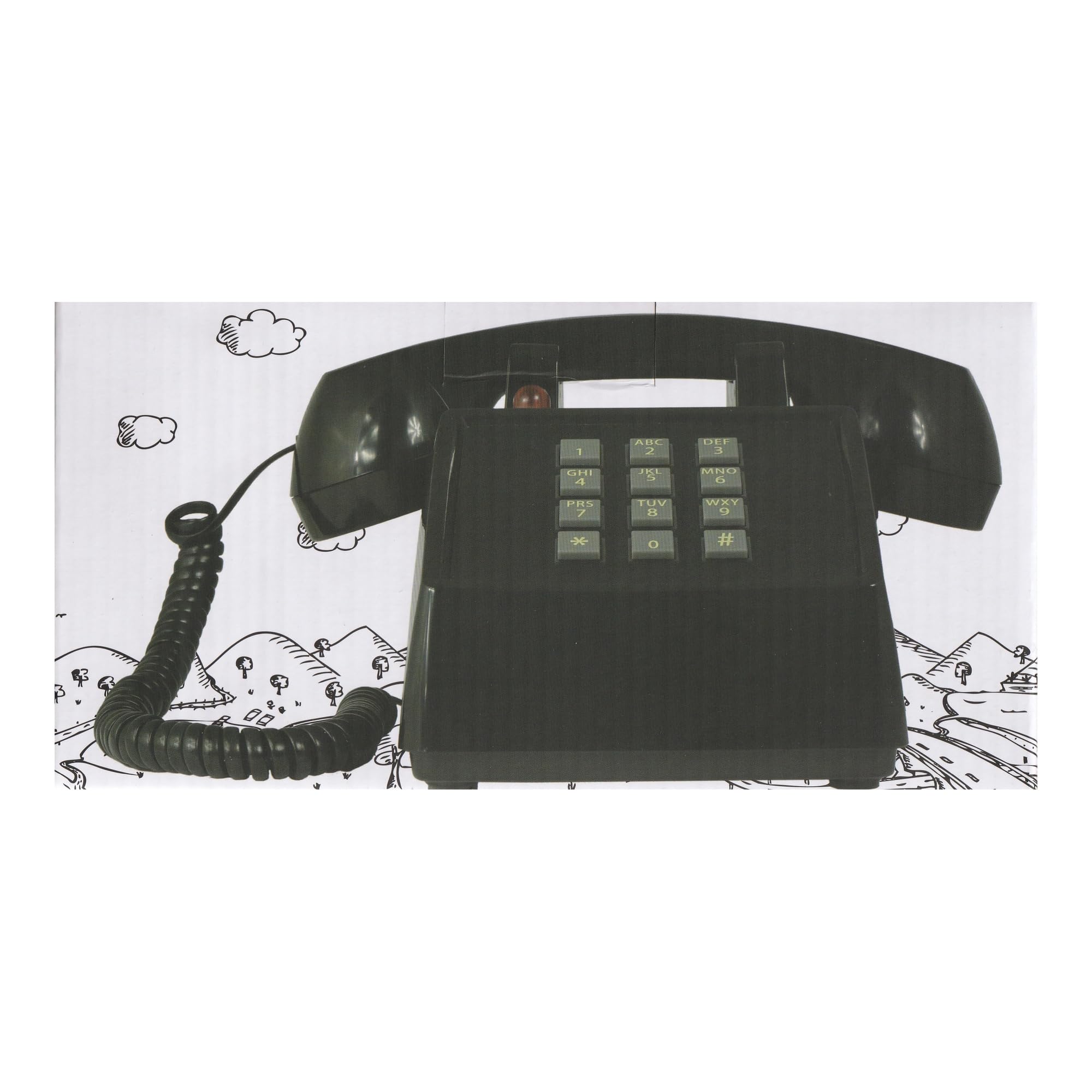 Opis PushMeFon Cable: The Landline Phone for Home in Retro Style - Non Electric Vintage Push Button Telephone for Landline Connections in Light Blue