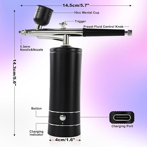 Cordless Airbrush Kit With Compressor - Portable Rechargeable For Makeup, Painting & Crafts