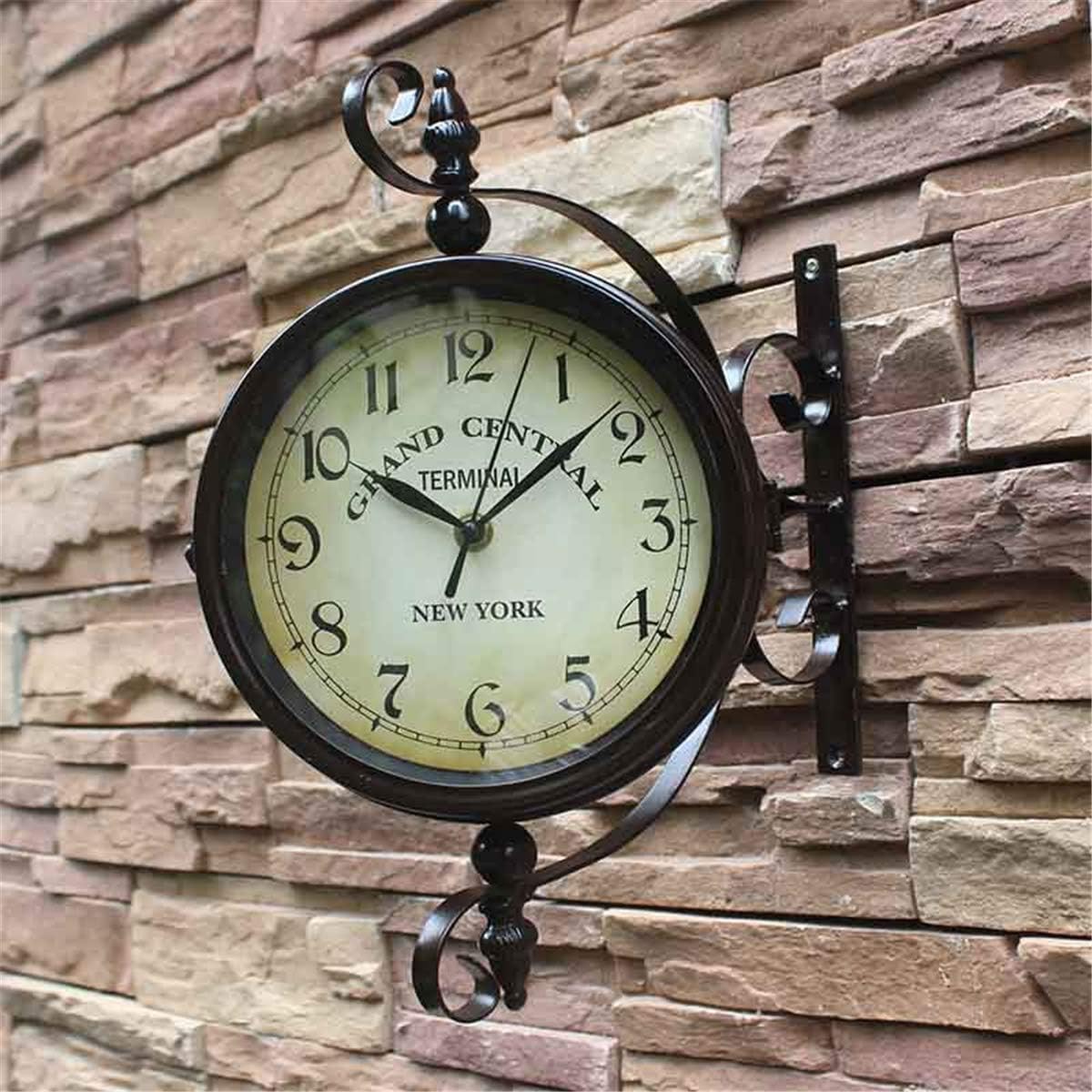 Outdoor Décor Outdoor Clocks Wrought Iron Train Station Round Clock