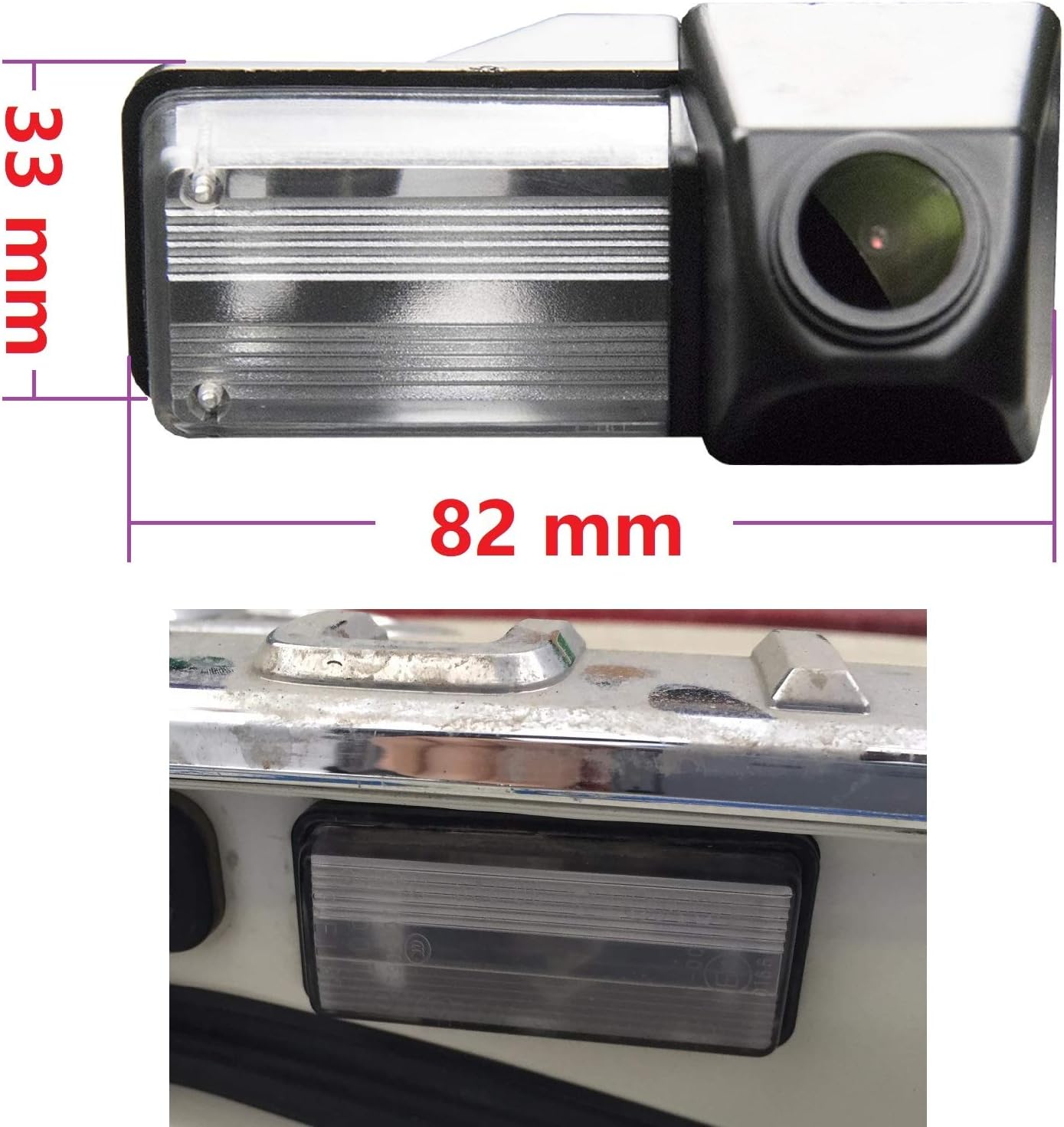 HD 1280x720p Reversing Camera Integrated in Number Plate Light License Rear View Backup Camera Night Vision Ip69K for Toyota Land Cruiser LC 120 LC150 Series 2700 1500 2011-2013 - Image 4
